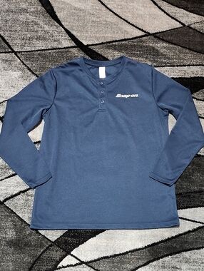 SNAP-ON TOOLS NAVY BLUE PERFORMANCE 3-BUTTON HENLEY LONG-SLEEVE SHIRT